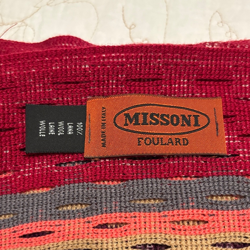 Missoni Red and Multicolor Striped Lana Wool Scarf - Picture 2 of 5